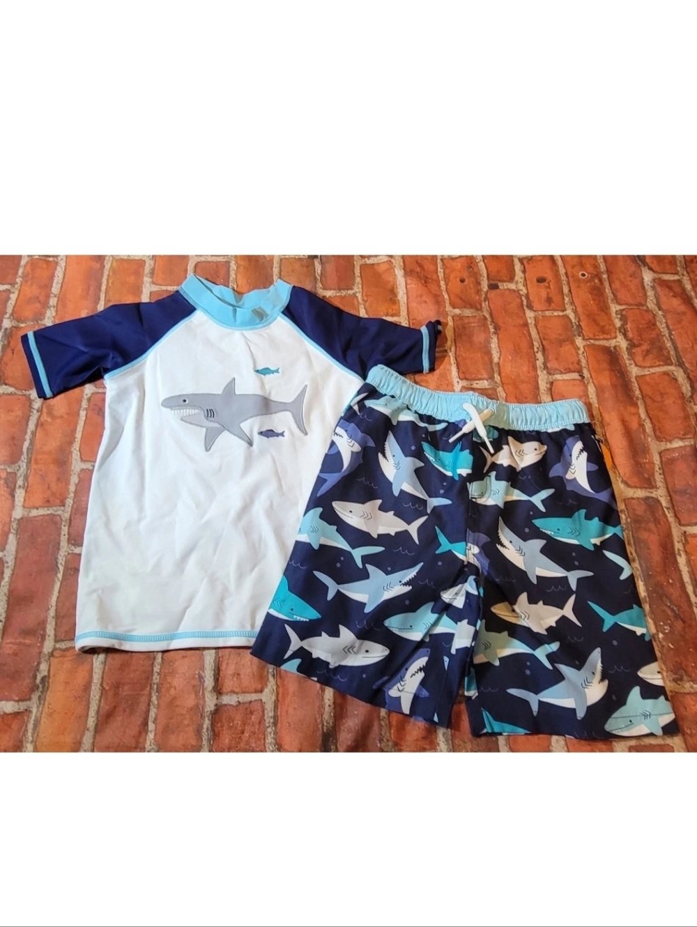 Gymboree Splish Splash Boys Shark Swim Set 5t Nwt Rashguard & Trunks